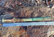 Miecz z epoki brązu odkryty na Podkarpaciu (GALERIA) Miecz z epoki brązu odkryty w Sękowej