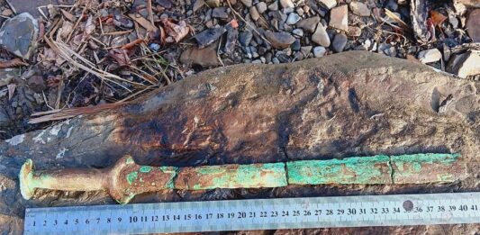 Miecz z epoki brązu odkryty na Podkarpaciu (GALERIA) Miecz z epoki brązu odkryty w Sękowej