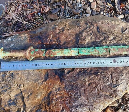 Miecz z epoki brązu odkryty na Podkarpaciu (GALERIA) Miecz z epoki brązu odkryty w Sękowej