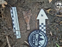 Rzadkie średniowieczne groty strzał odkryte niedaleko miejscowości Supraśl, w woj. podlaskim Grot odnaleziony przez grupe fot. zbiory własne grupy