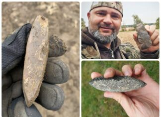 Trzy różne siekierki neolityczne odkryte na Kujawach (GALERIA) Neolityczne siekierki odkryte przez Weles Grupa historyczno eksploracyjna