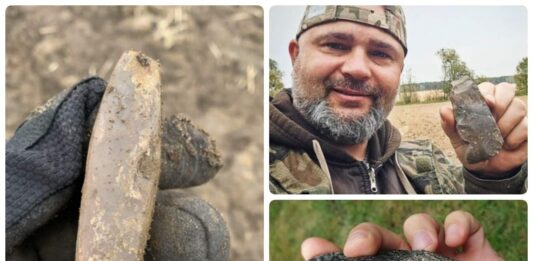 Trzy różne siekierki neolityczne odkryte na Kujawach (GALERIA) Neolityczne siekierki odkryte przez Weles Grupa historyczno eksploracyjna