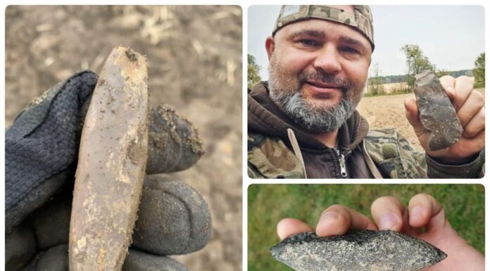Trzy różne siekierki neolityczne odkryte na Kujawach (GALERIA) Neolityczne siekierki odkryte przez Weles Grupa historyczno eksploracyjna