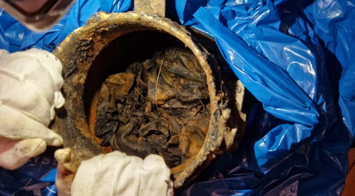 Depozyt z chorągwią wojskową 37 pp – niewiarygodne odkrycie poszukiwaczy… Chorągiew wojskowa 37 Łęczyckiego Pułku Piechoty im. ks. Józefa Poniatowskiego fot. Sochaczewska Grupa Odkrywców Historii