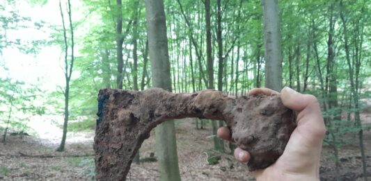 Średniowieczny topór odkryty w lesie pod Szczecinem (GALERIA) Średniowieczny topór odkryty w lesie pod Szczecinem fot. Stowarzyszenie Szczecińska Grupa Eksploracyjna