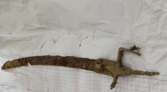 Szabla z XVIII w. – Wisła oddaje kolejne zabytki! (GALERIA) Szabla odkryta w Wiśle fot. Stołeczny Konserwator Zabytków