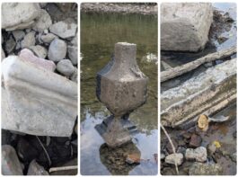 Warszawa. Susza kolejny raz odsłania zabytki w Wiśle! Zabytki z Wisły fot. Daniel Ciołek