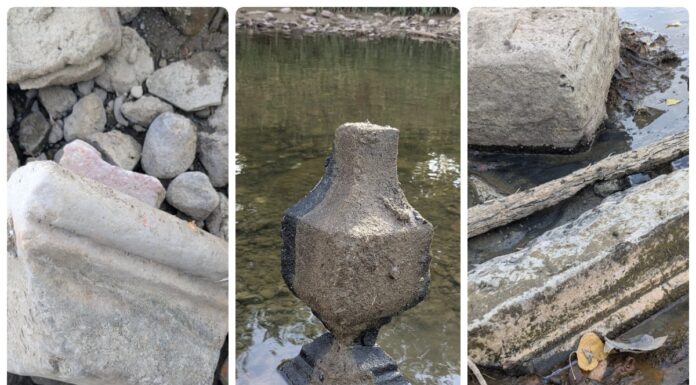 Warszawa. Susza kolejny raz odsłania zabytki w Wiśle! Zabytki z Wisły fot. Daniel Ciołek