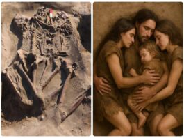 Odkrycie zbiorowego pochówku z okresu mezolitu datowanego na ok. 8000-7000 lat p.n.e wizualizacja grobu