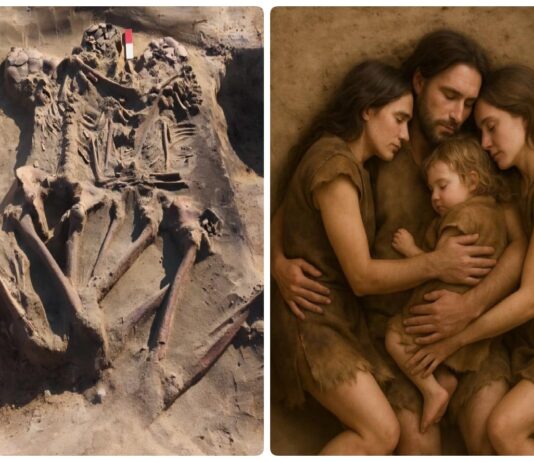 Odkrycie zbiorowego pochówku z okresu mezolitu datowanego na ok. 8000-7000 lat p.n.e wizualizacja grobu