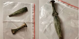 Sztylet z epoki brązu odkryty pod Namysłowem (GALERIA) sztylet znaleziony w dwóch częściach