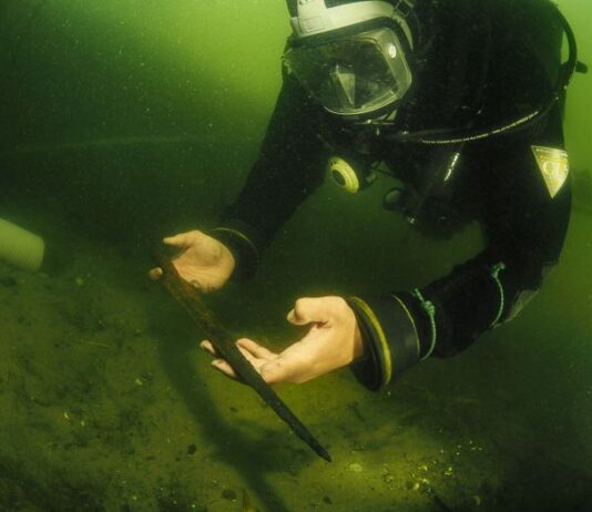Książęca włócznia Piastów – Niezwykłe odkrycie archeologów podwodnych na Ostrowie Lednickim (GALERIA) Fot. M. Trzciński