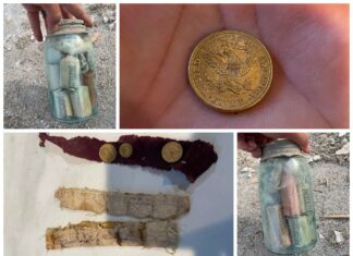 Słoiki z monetami odkryte w kamiennym murze (GALERIA) Słoiki pełne monet