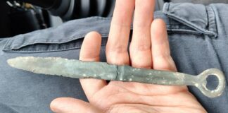 Sztylet z brązu odnaleziony podczas poszukiwań na terenach leśnych sztylet