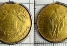Złoty dukat z czasów Austro-Węgier odkryty pod Bochnią (GALERIA) Złoty dukat Franciszka Fózefa I