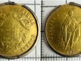 Złoty dukat z czasów Austro-Węgier odkryty pod Bochnią (GALERIA) Złoty dukat Franciszka Fózefa I
