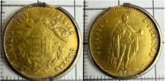 Złoty dukat z czasów Austro-Węgier odkryty pod Bochnią (GALERIA) Złoty dukat Franciszka Fózefa I