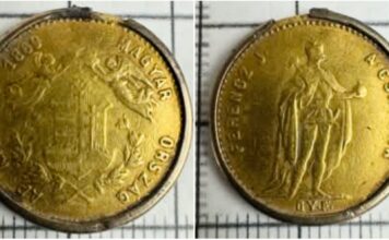 Złoty dukat z czasów Austro-Węgier odkryty pod Bochnią (GALERIA) Złoty dukat Franciszka Fózefa I