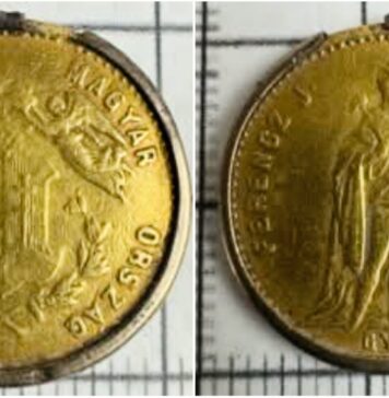 Złoty dukat z czasów Austro-Węgier odkryty pod Bochnią (GALERIA) Złoty dukat Franciszka Fózefa I